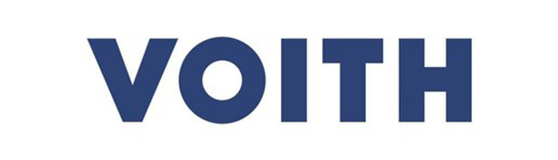 Das Bild zeigt das Logo des Unternehmens Voith, mit dem Firmenname „VOITH“ in blauer Schrift auf weißem Hintergrund.