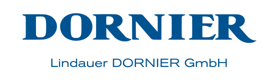 Logo der Lindauer DORNIER GmbH, bestehend aus dem Schriftzug "DORNIER" in blauer Schrift und dem darunterstehenden Text "Lindauer DORNIER GmbH" in kleinerer, blauer Schrift.